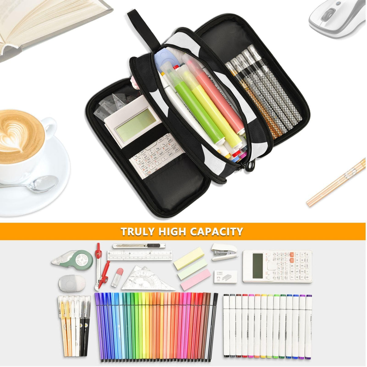 XUWU Personalized Cow Print Large Capacity Pencil Case Pencil Pouch Pen Box
