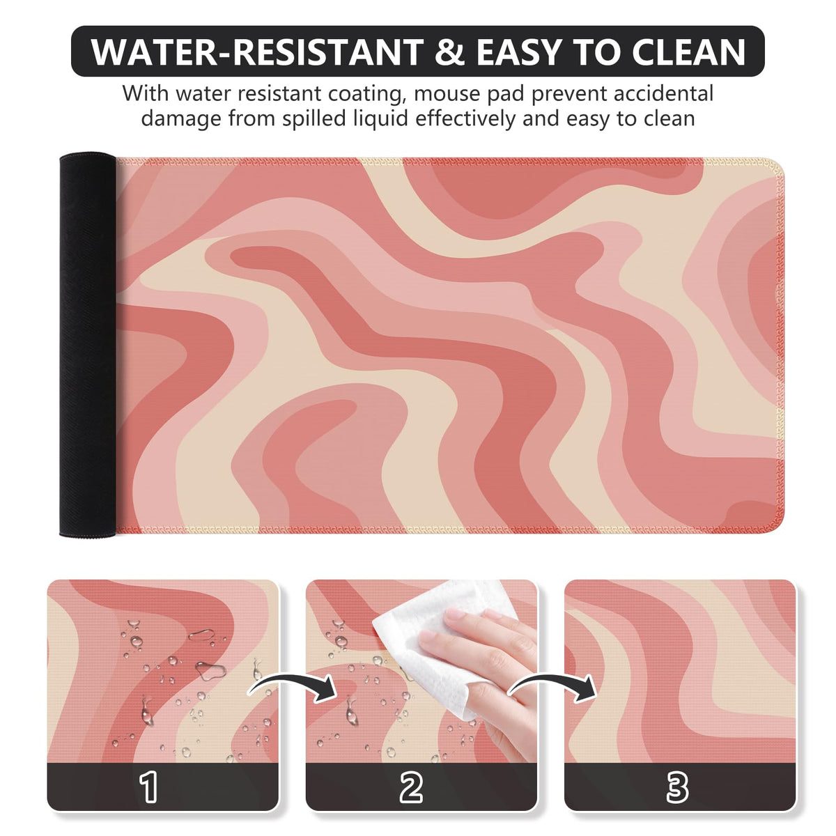 iCasso Desk Pad,Desk Matt for Desktop,Cute Mouse Pad,Pink Topographic
