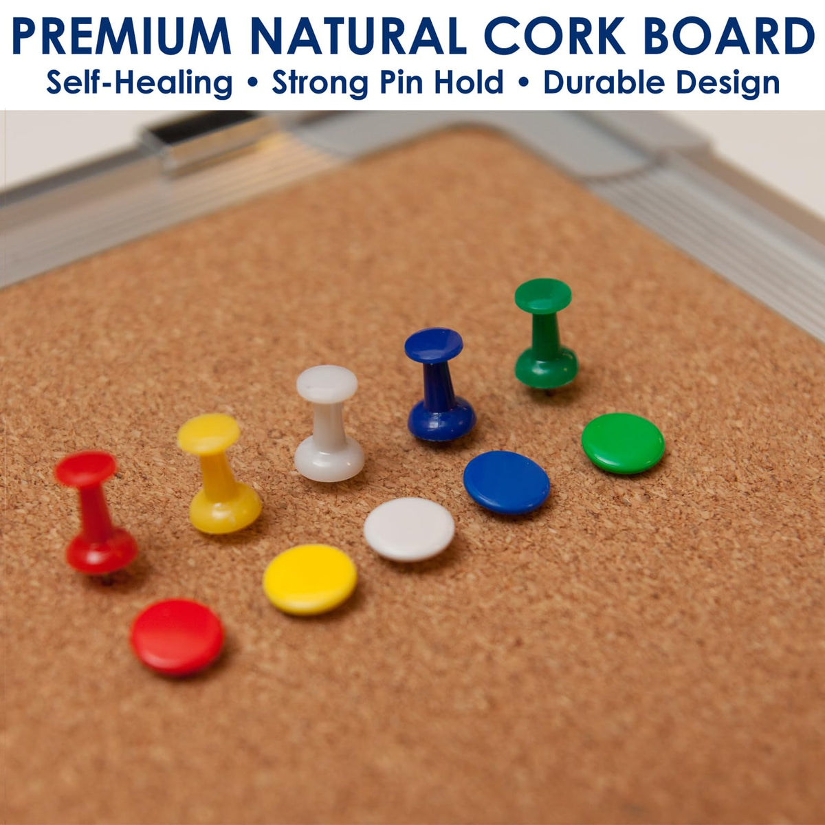 Cork Board 16x12 in, Framed Wall Hanging Bulletin Board with 10 Thumb Tacks