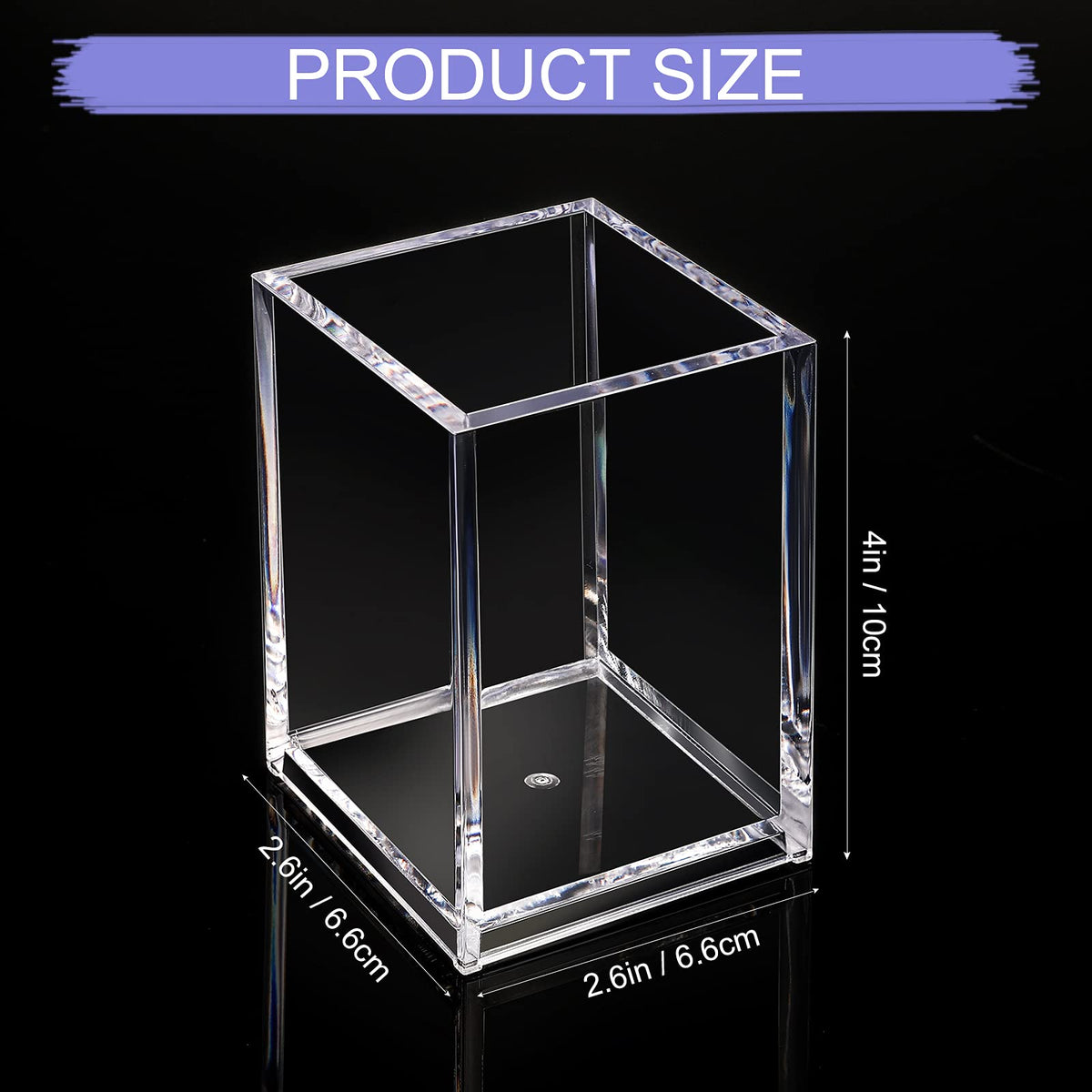 6 Pieces Clear Acrylic Pen Holder Cup Makeup Brush Holder Back to School Stationery Organizer