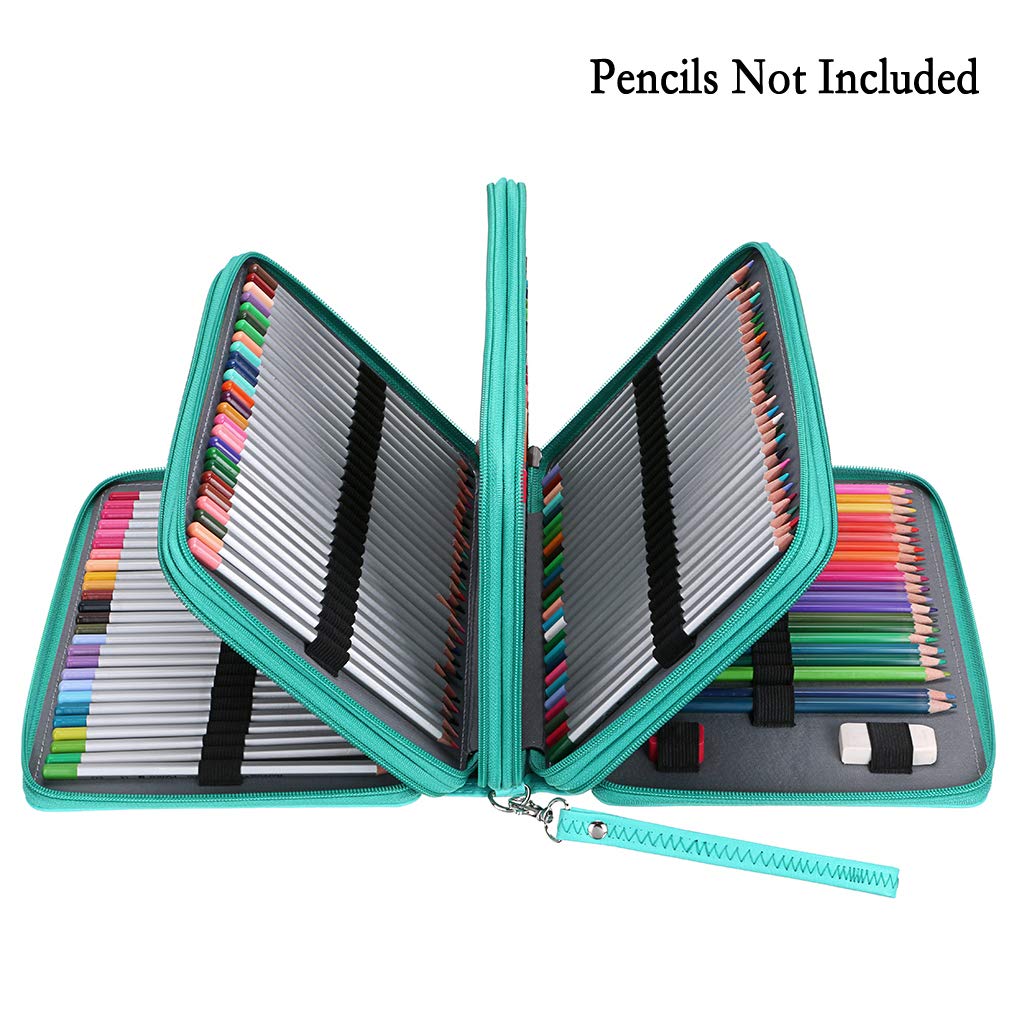 BTSKY 200 Slots Colored Pencil Organizer - Deluxe PU Leather Pencil Case