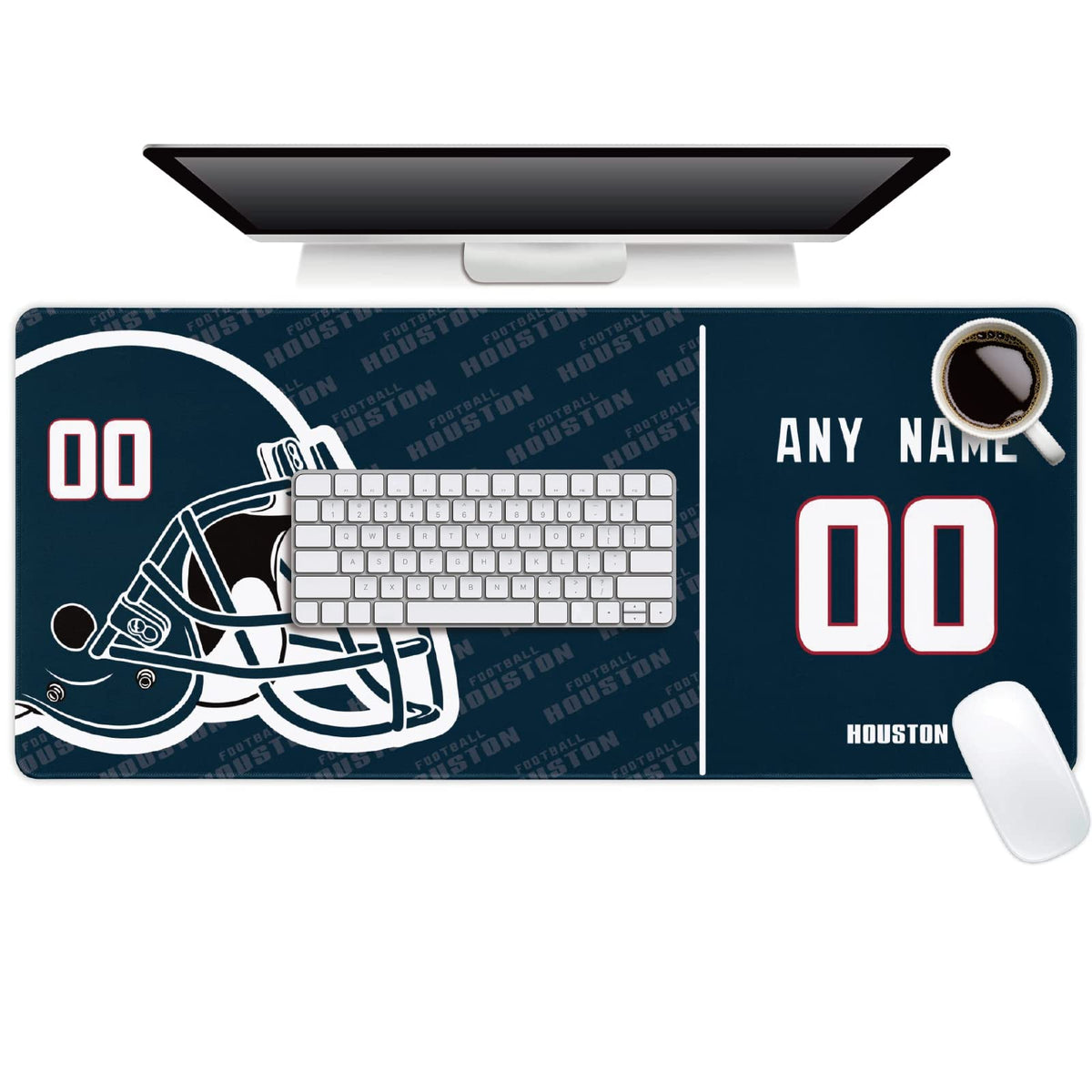 Houston Mouse Pad Custom any Name and Number Desk Pad for Men Women Youth Gifts