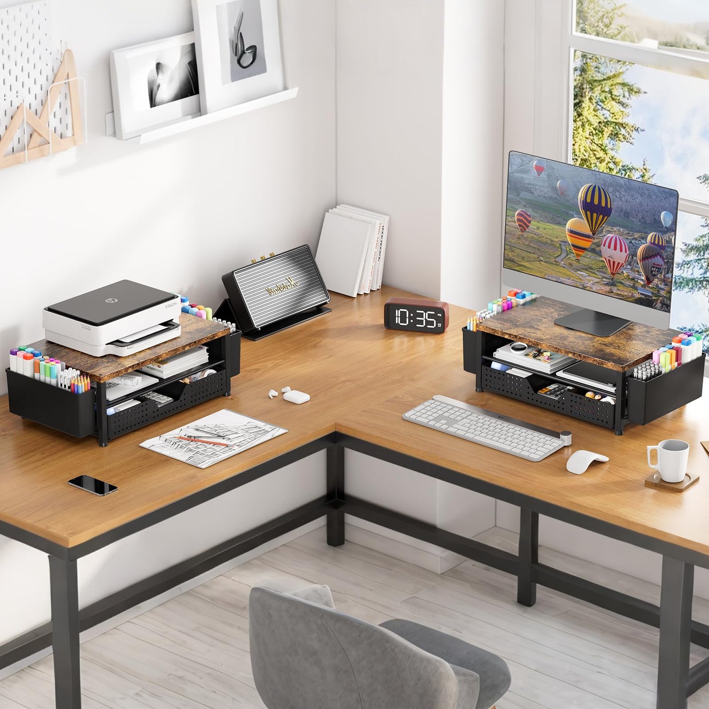 Gugsey Monitor Riser, Laptop Stand for Desk, Office Desk Organizer and Accessories, Computer