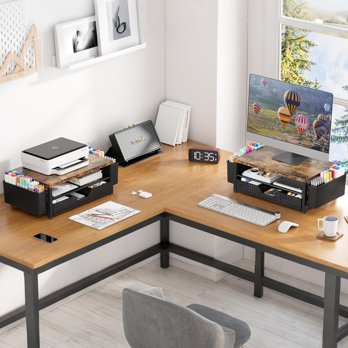 Gugsey Monitor Riser, Laptop Stand for Desk, Office Desk Organizer and Accessories, Computer