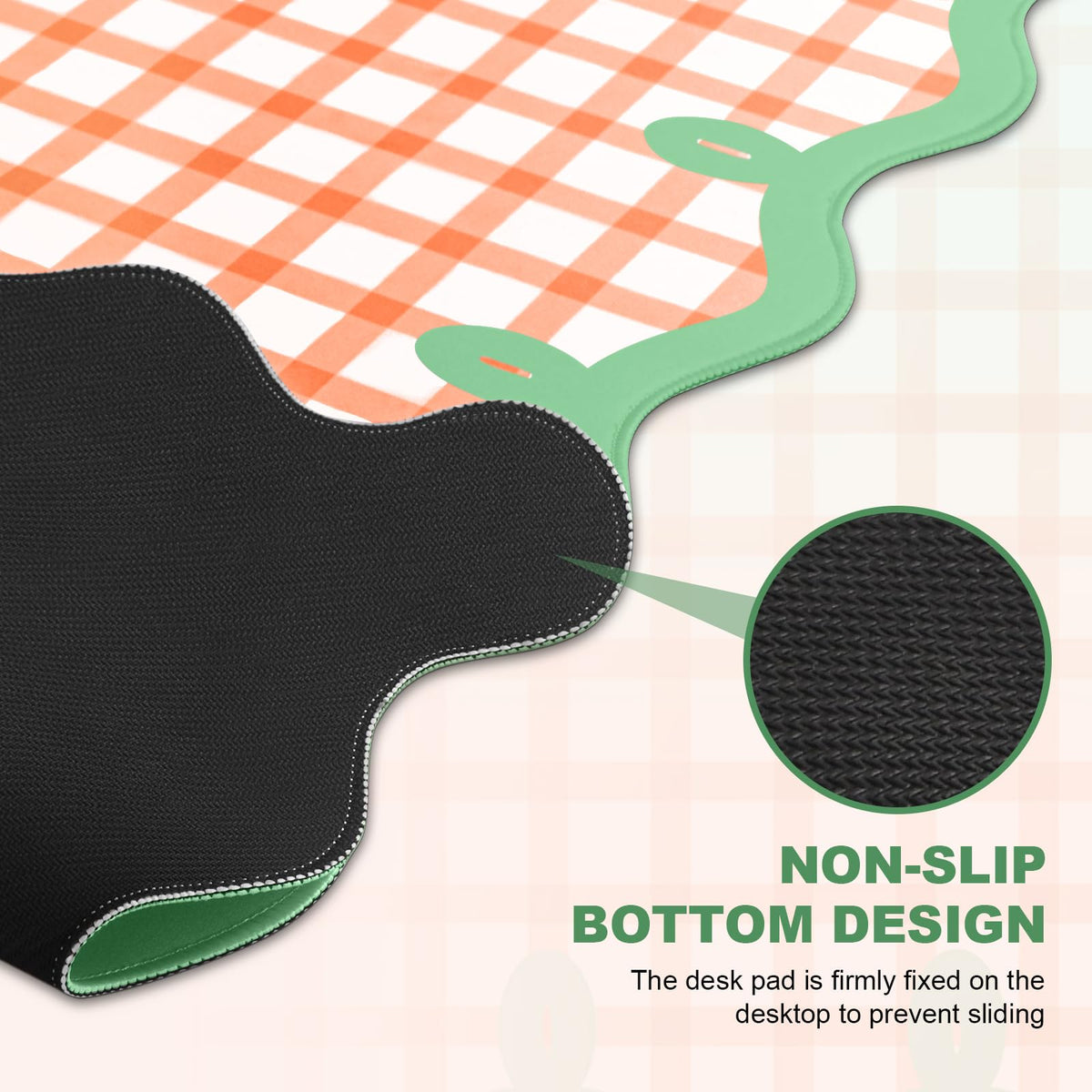 ARTSO Orange Green Desk Mats, XXL Large Checkered Mouse Pad, Computer Desk Matt for Desktop