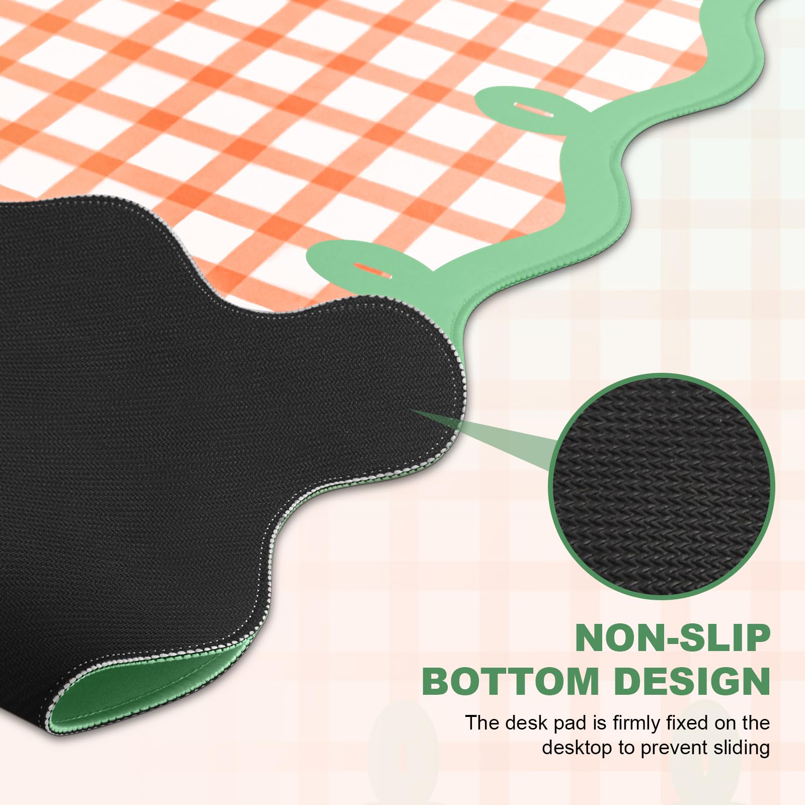 ARTSO Orange Green Desk Mats, XXL Large Checkered Mouse Pad, Computer Desk Matt for Desktop
