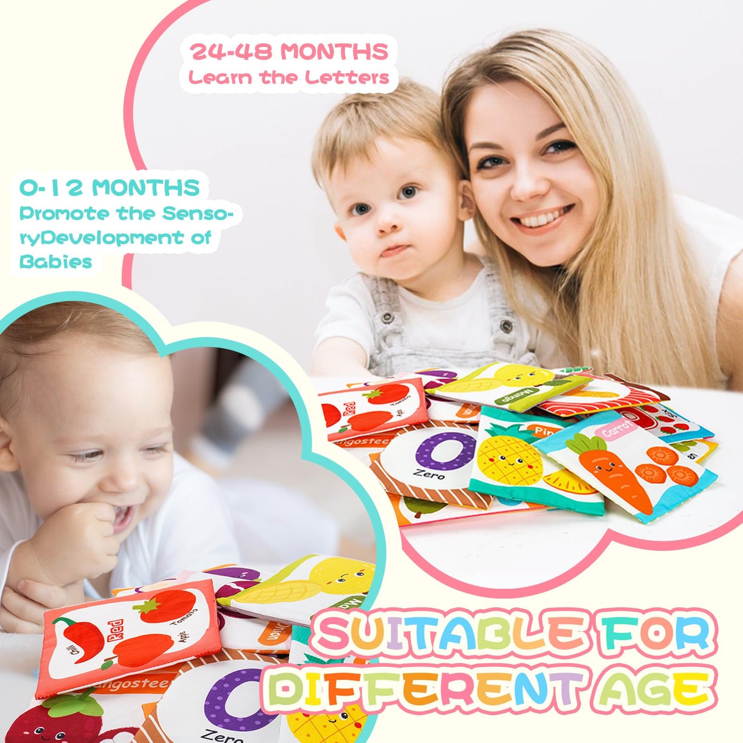 Jollybaby Reusable Soft Cloth Number Flash Cards for Baby 0-6-12 Month