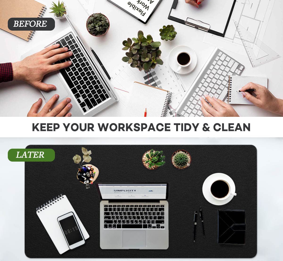ProValley Non-Slip Desk Pad Waterproof PVC Leather Desk Table Protector on Top of Desks Large Mouse