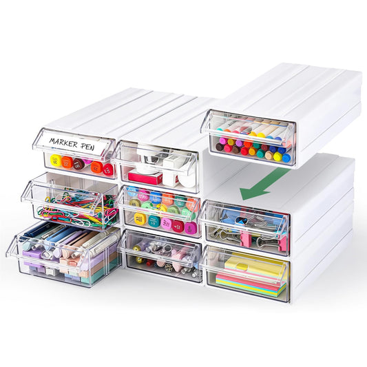 Aulock 9 Pcs Stacking Drawer Organizers for Office Home Dorm Room Supplies