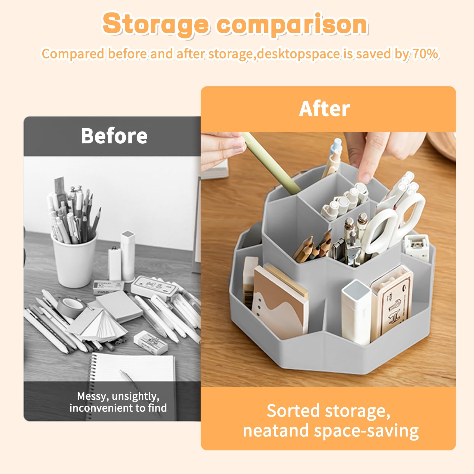 Cayxenful Pencil Pen Holder for Desk,9 Slots 360 Degree Rotating Desk Organizers,Desktop Storage