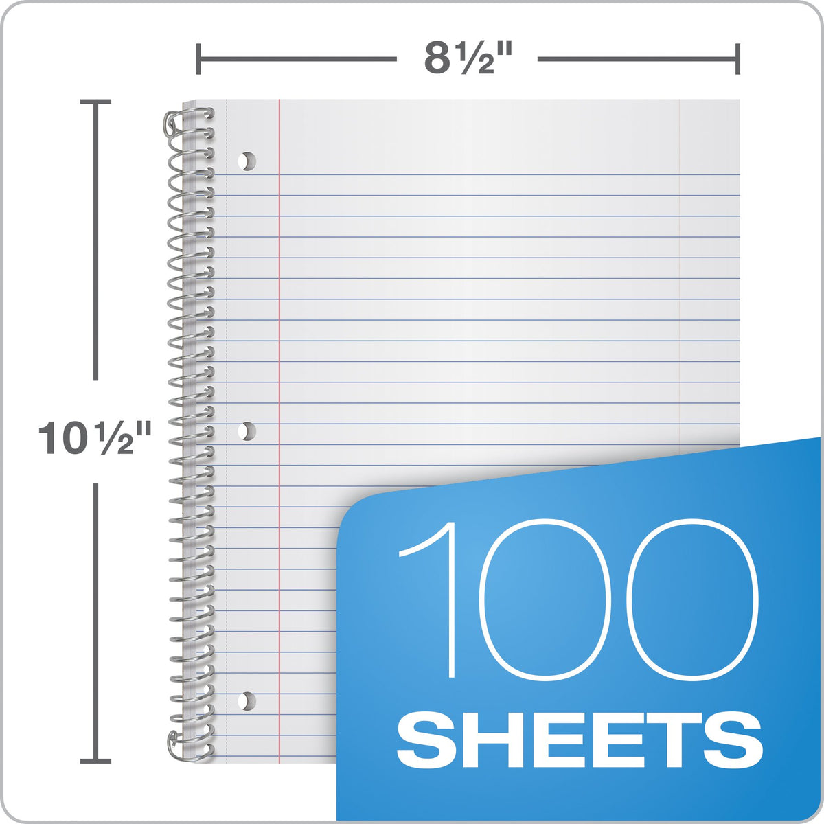 Oxford Spiral Notebooks, 1-Subject, Wide Ruled Paper, Durable Plastic Cover, 100 Sheets, Divider
