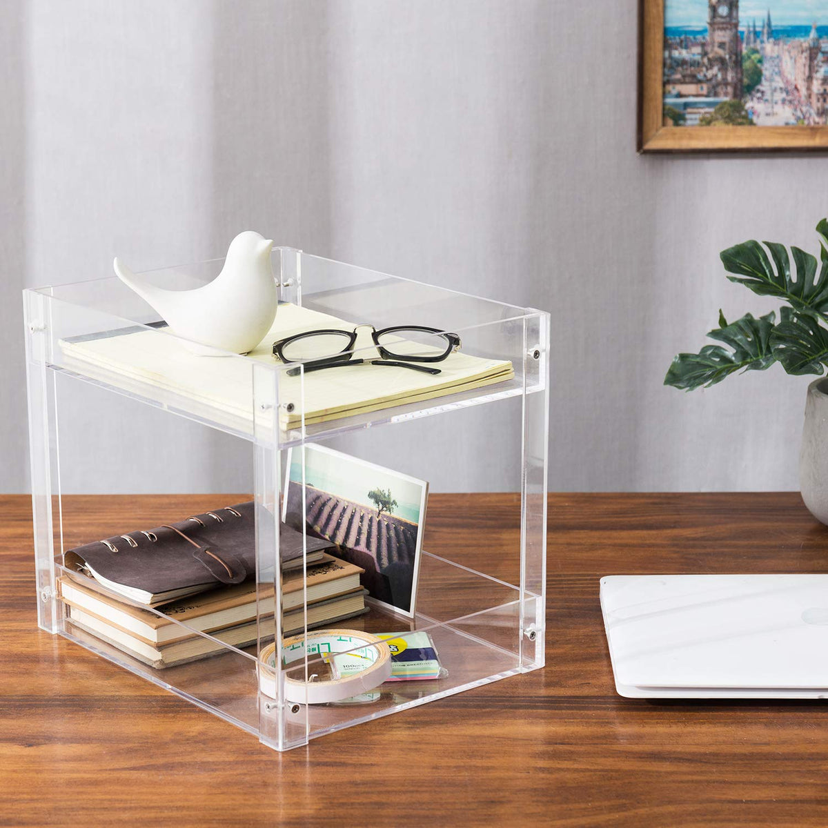 MyGift 2-Tier Premium Clear Acrylic Desk Letter Tray Organizer, A4 Size 2 Tier Document Organizer