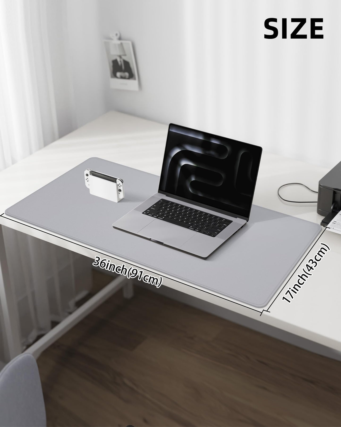 PU Leather Desk Blotter Mat, Large Mouse Pad, Non-Slip & Waterproof Desk Cover for Office and Home