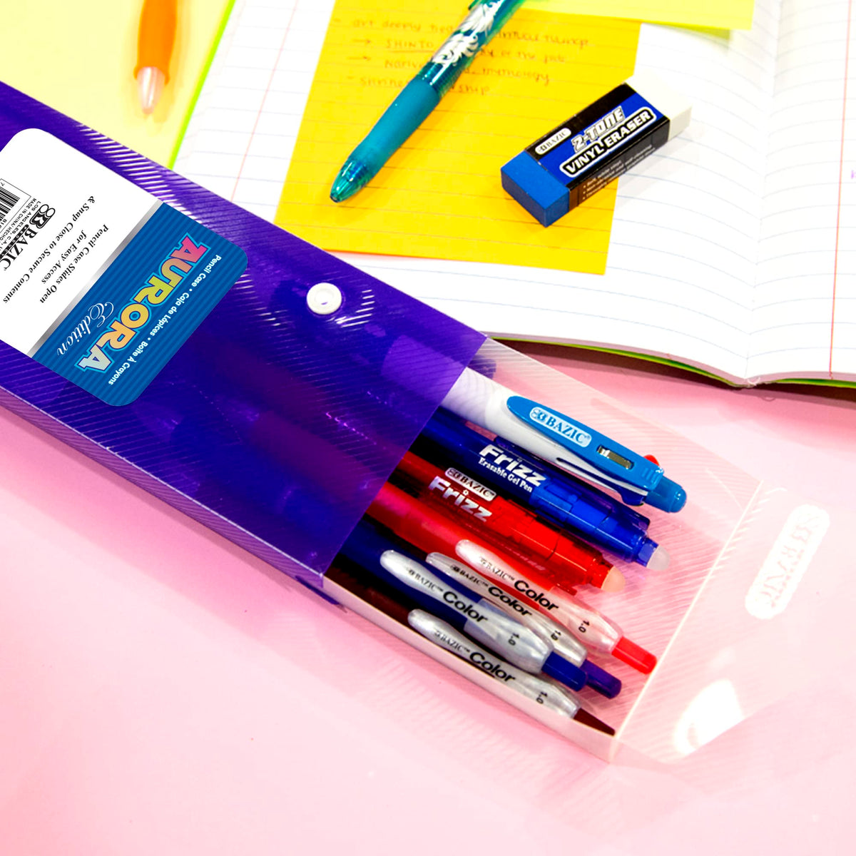 BAZIC PRODUCTS Translucent Slider Pencil Case, 36-Case