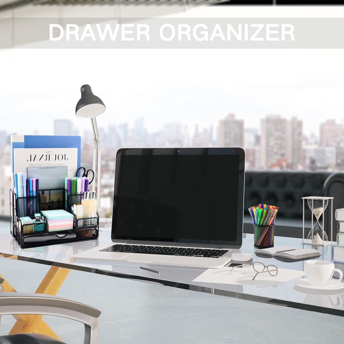 BCCICE Desk Organizers Caddy and Accessories with 7 Compartments + Pen Holder / 72 Clips Set