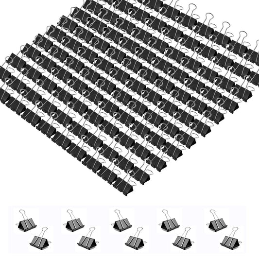 Mini Binder Clips, 288 Pack, 5/8 Inch, Black, Standard 15mm, Micro Paper Clips, Fold Clamp