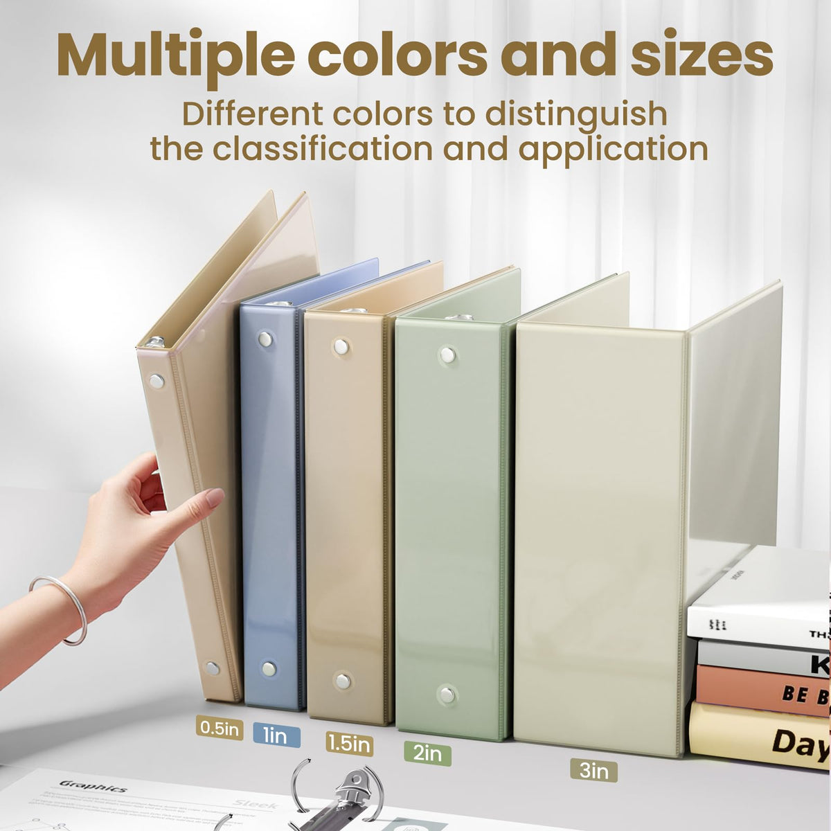 SUNEE 3 Ring Binder 1.5 Inch 4 Pack, Clear 1 1/2 Inch View Binder Three Ring PVC-Free (Fit 8.5x11