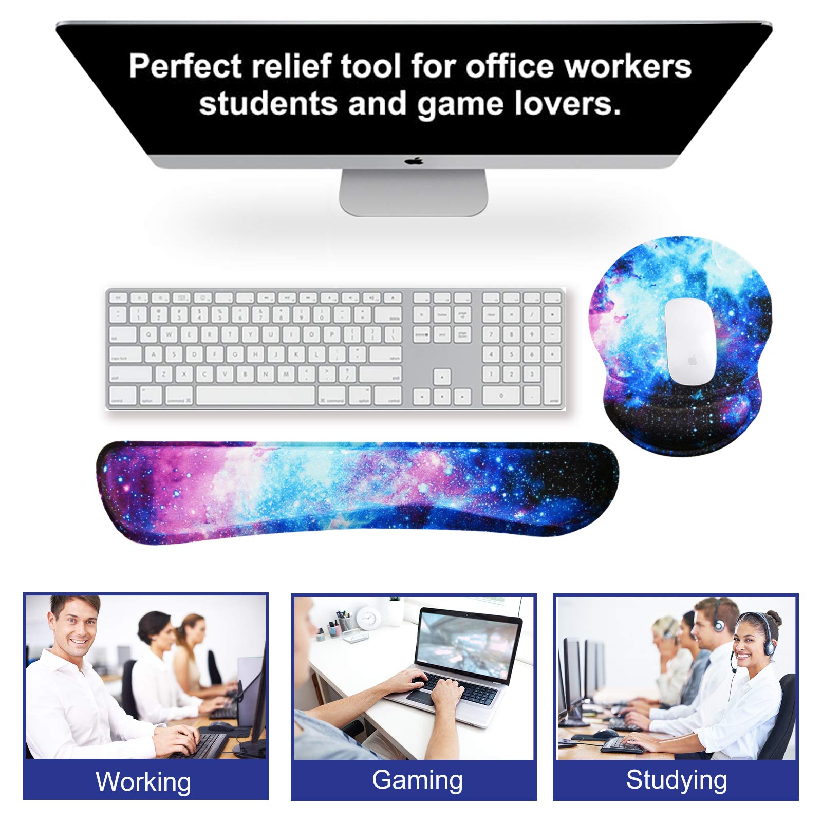 ArtSo Upgraded Wrist Rest Support for Mouse Pad & Keyboard, Ergonomic Gel Mousepad Non-Slip Rubber