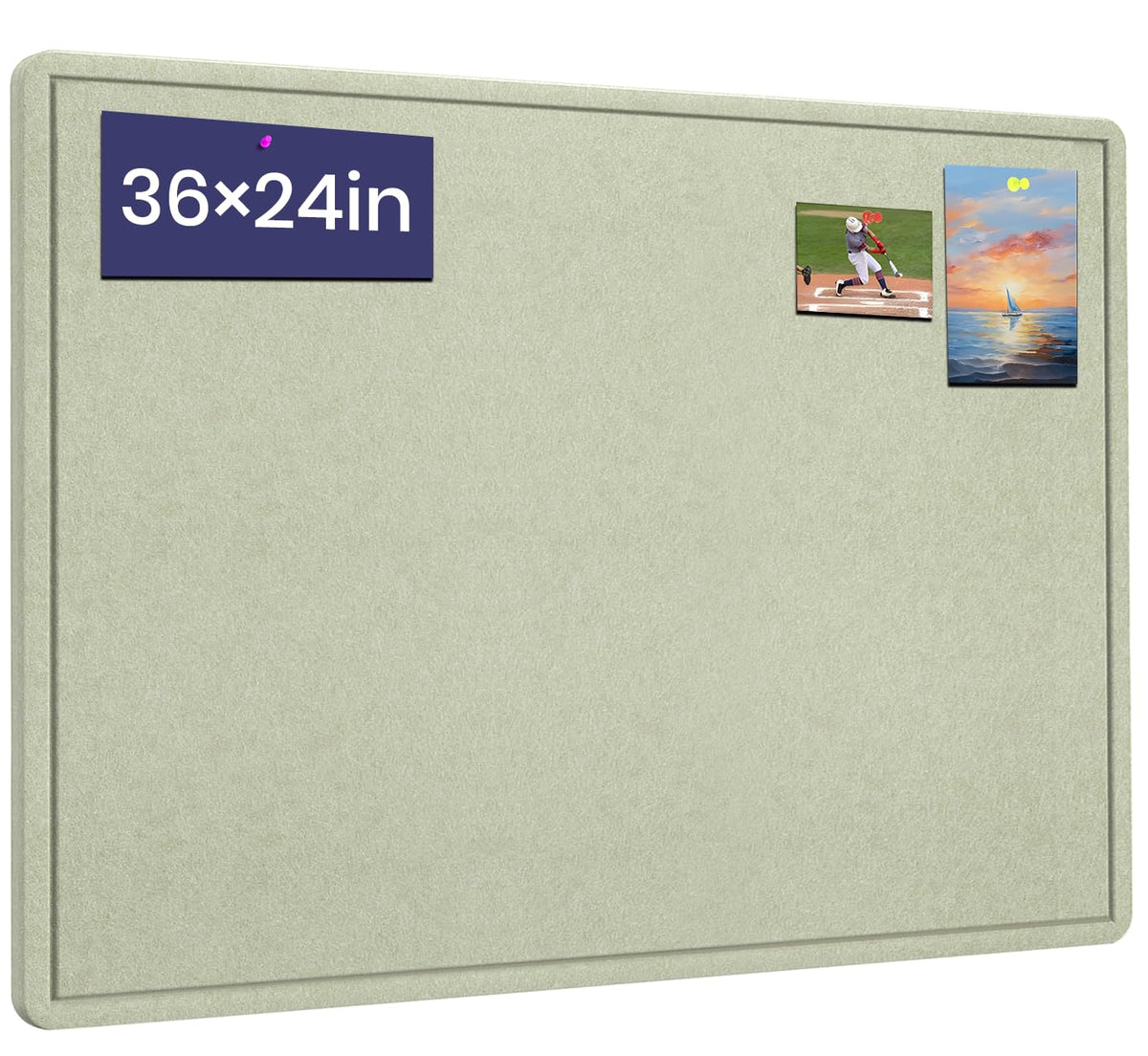 Bulletin Board 36" x 24" Felt Cork Board - Decorative Pin Board, Sage Green