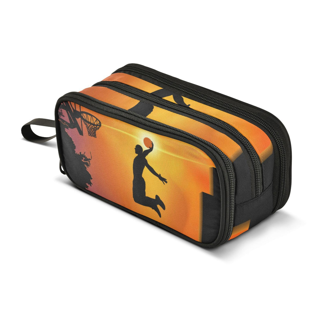 Sletend Pencil Case Basketball Sport 3 Compartments Pencil Pouch