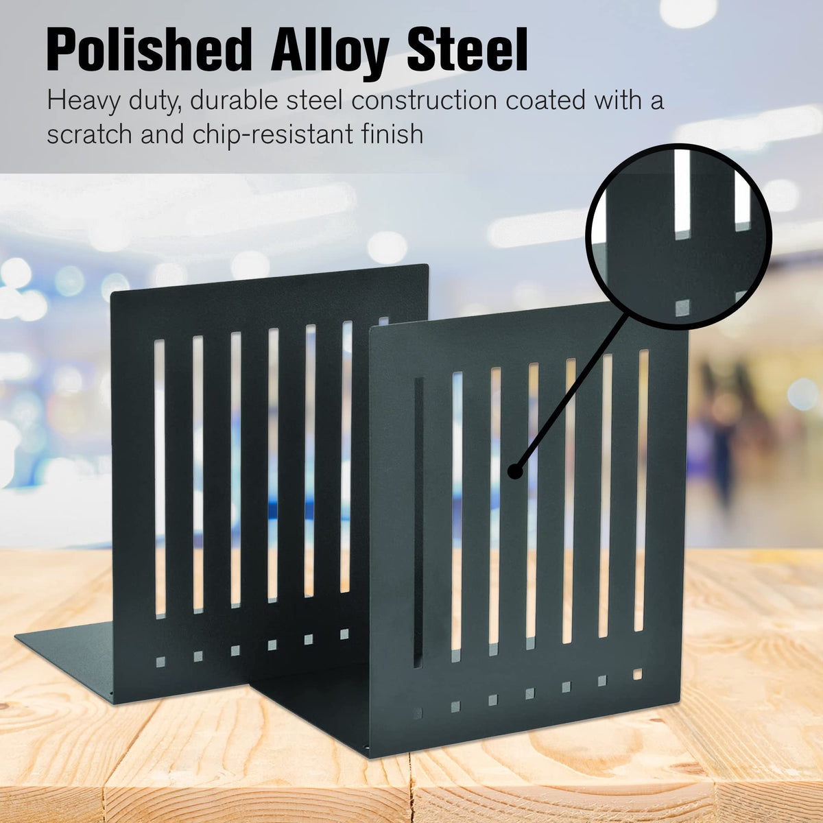 STEELMASTER by BankSupplies 6-Inch Heavy Duty Bookends | Scratch Resistant Finish | Heavy Gauge