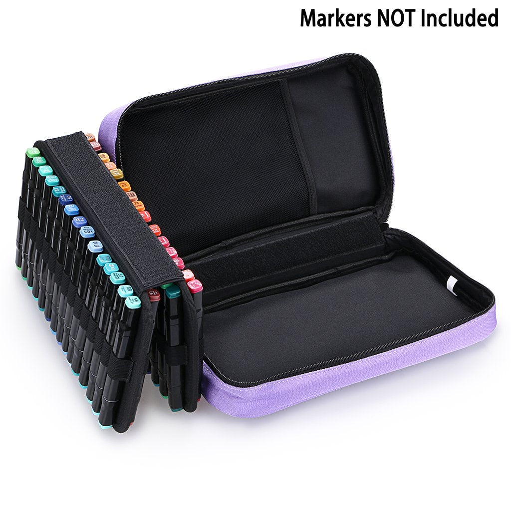BTSKY Art Marker Carrying Case Lipstick Organizer-60 Slots Canvas Zippered
