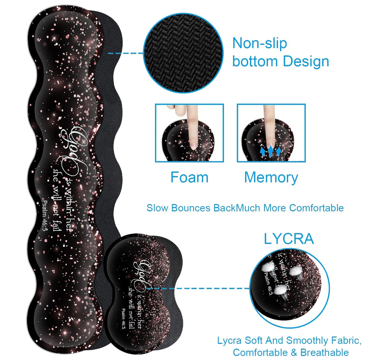 Large Mouse Pad with Wrist Support Set,Memory Foam Keyboard Wrist Rest+Extended Gaming Mouse