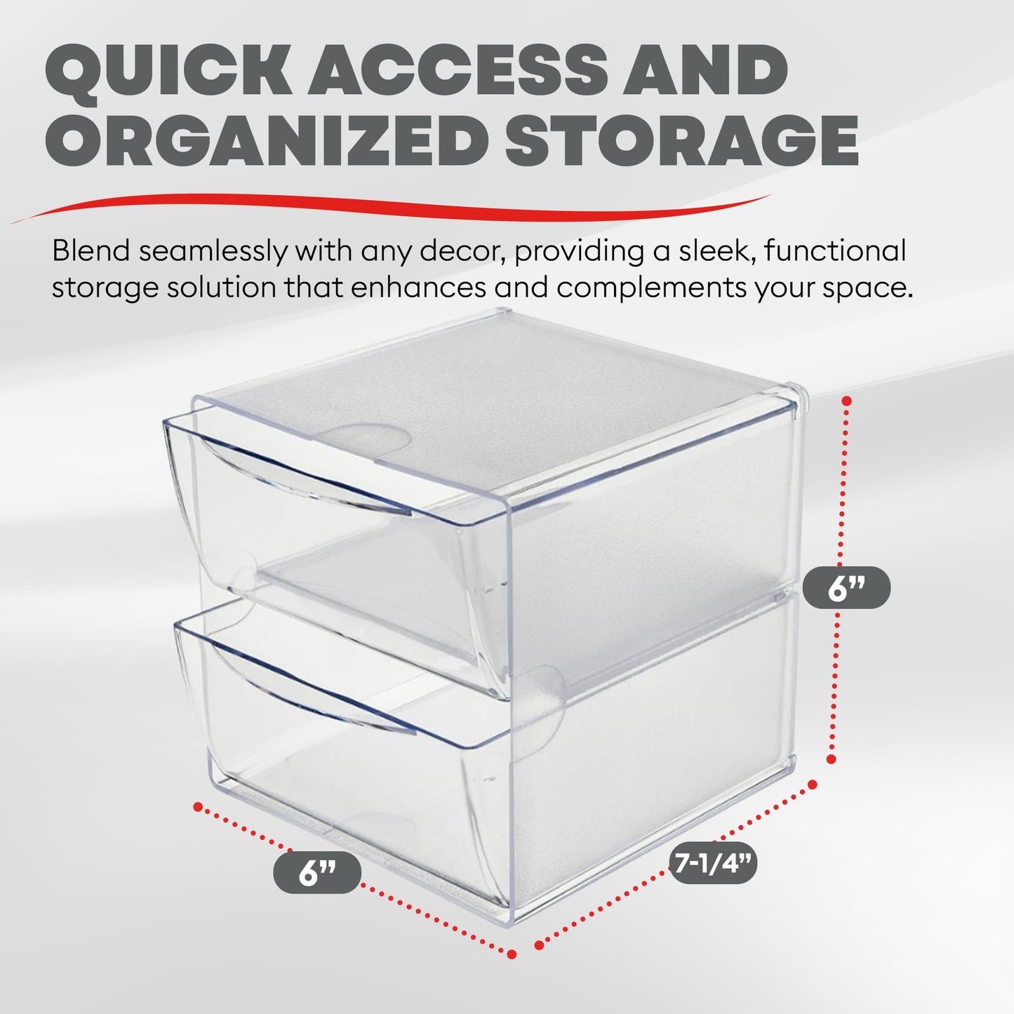 Deflecto Stackable Cube Organizer, Desk and Craft Organizer, 2 Drawers, Clear, Removable Drawers
