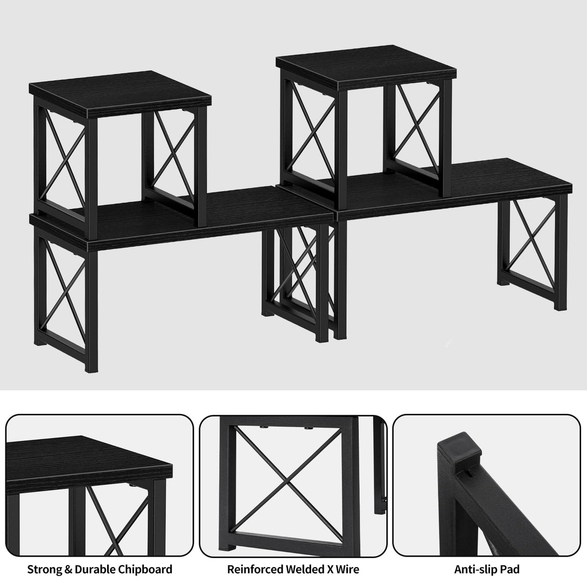 Honiter 2 Sets Desk Shelf, Desktop Organizer Shelf, Freestanding Small Bookshelf Desk Organizer, 2