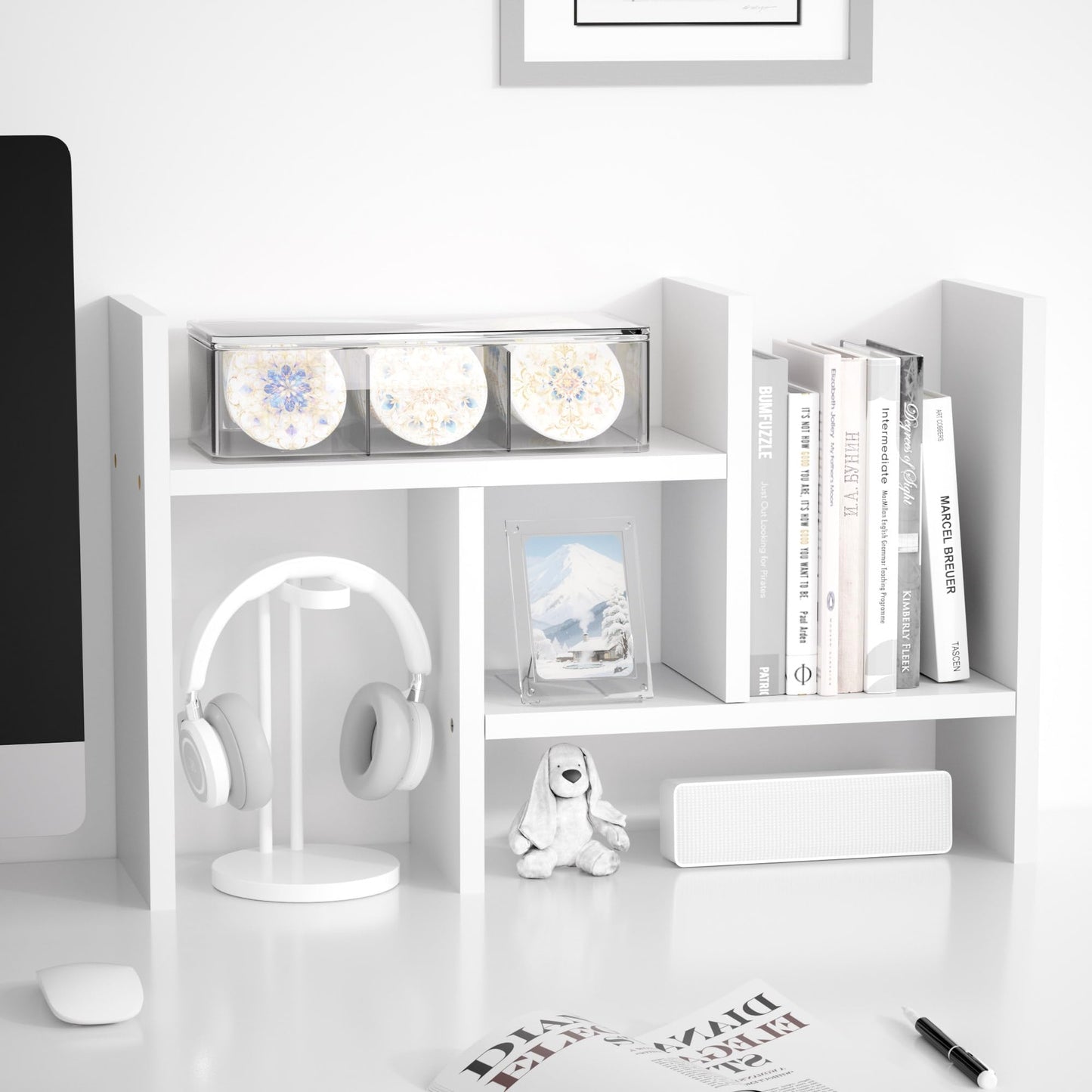 Jerry & Maggie Desktop Organizer Office Storage Rack Adjustable Wood Display Shelf Free Style