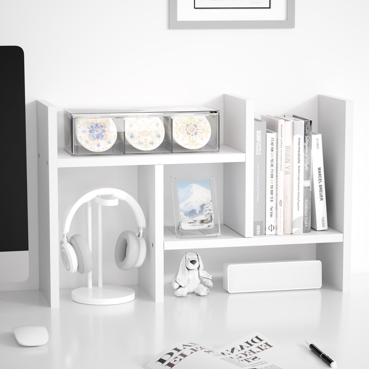 Jerry & Maggie Desktop Organizer Office Storage Rack Adjustable Wood Display Shelf Free Style