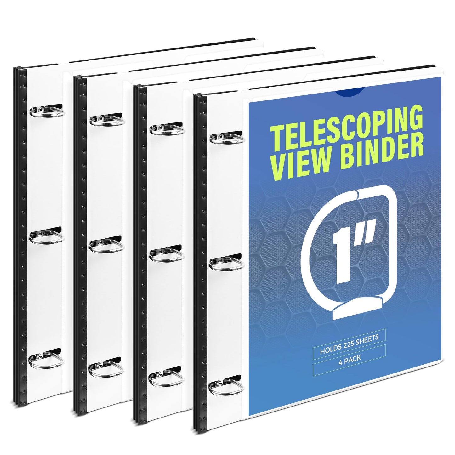 WOT I 1 Inch Telescoping 3 Ring Binder 4 Pack, Expandable Flexible Binder with Customizable Front