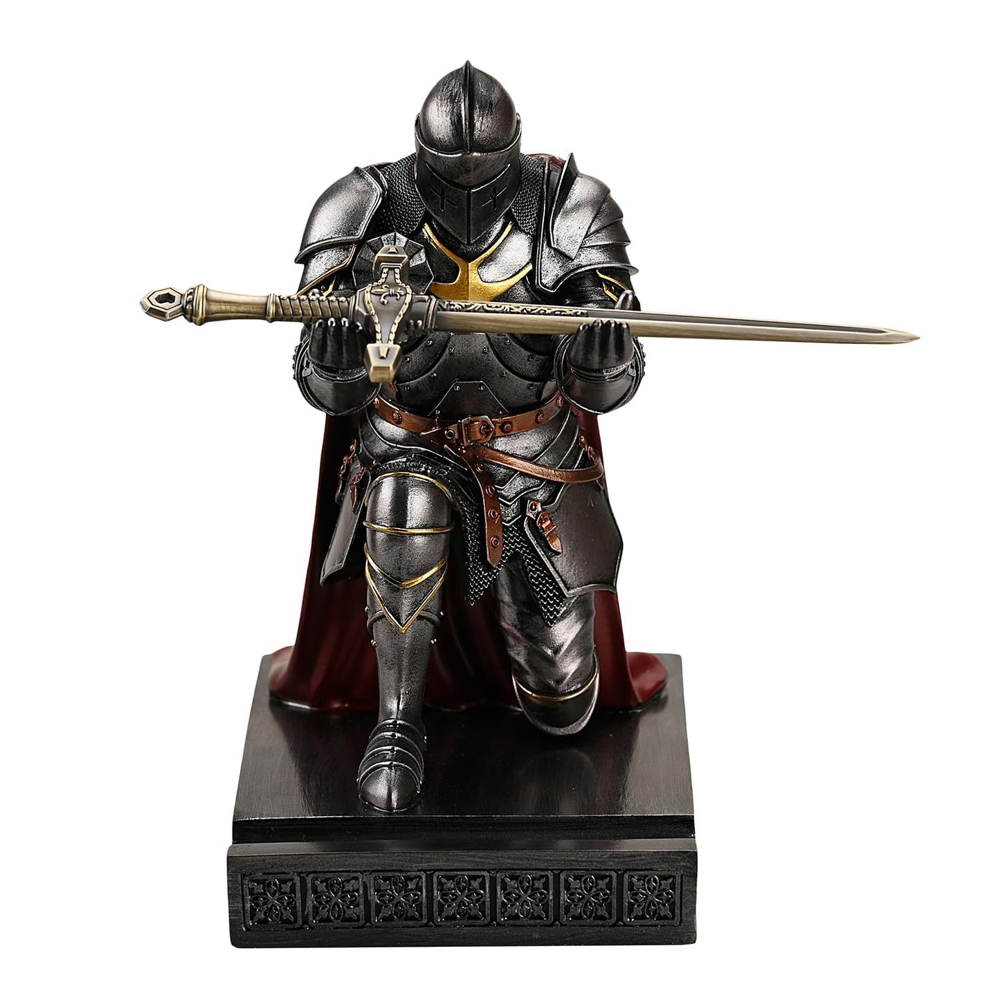 Medieval Armored Knight Pen Holder Figurine Paperweight Phone Stand Iron