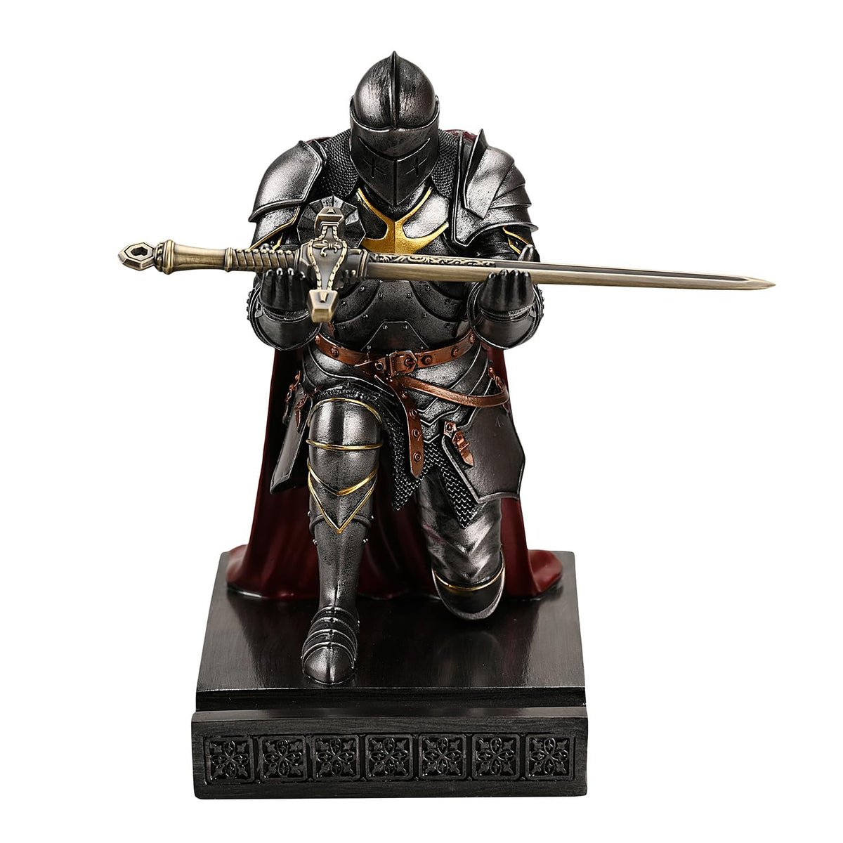 Medieval Armored Knight Pen Holder Figurine Paperweight Phone Stand Iron
