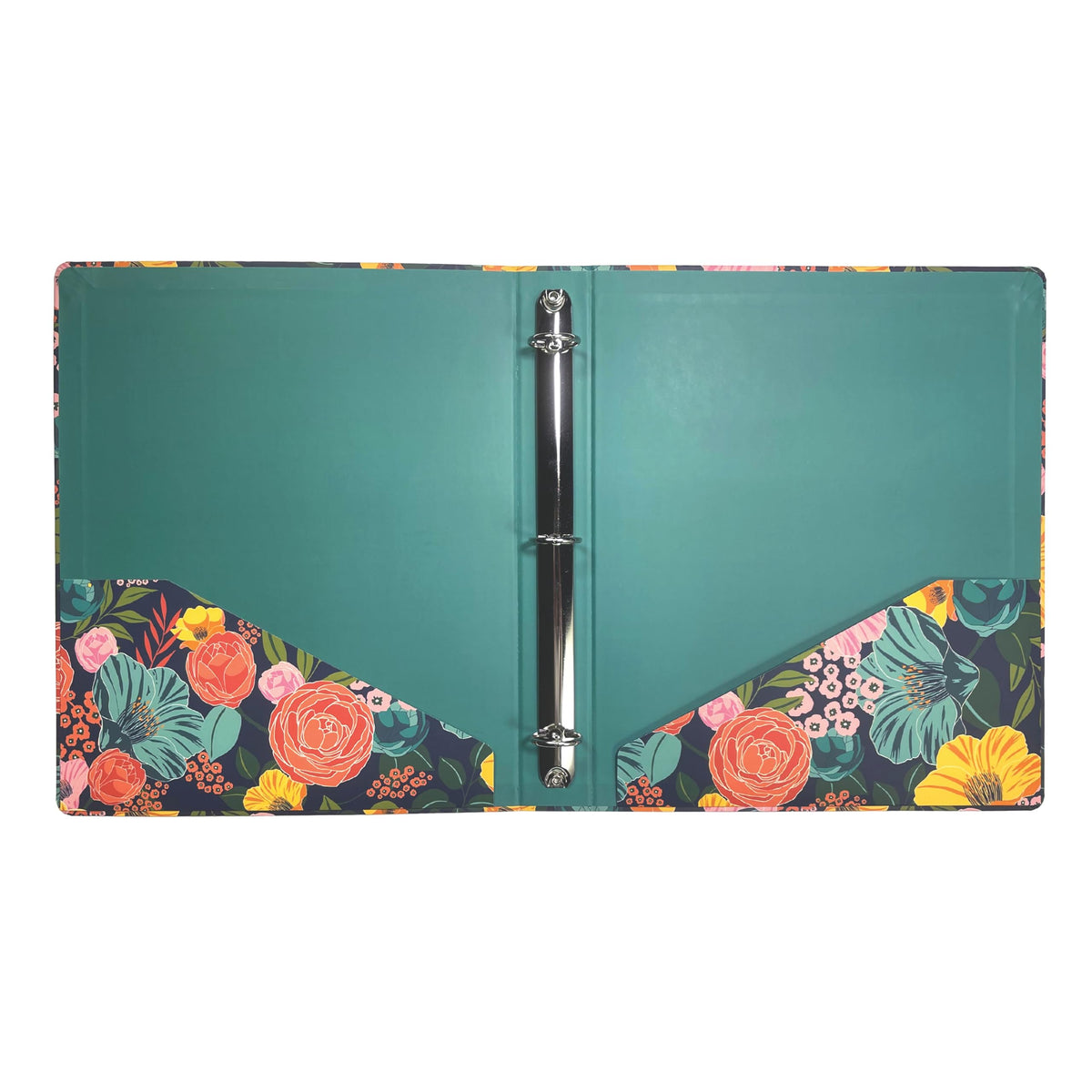 Steel Mill & Co. 1-Inch Hardcover 3 Ring Binder, Garden Blooms (Navy)