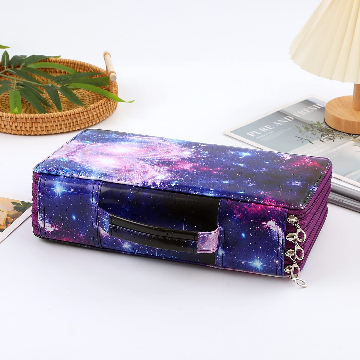 Lbxgap 300 Individual-Slots Pencil Case 4-Layer Zipped Holder w/Handle