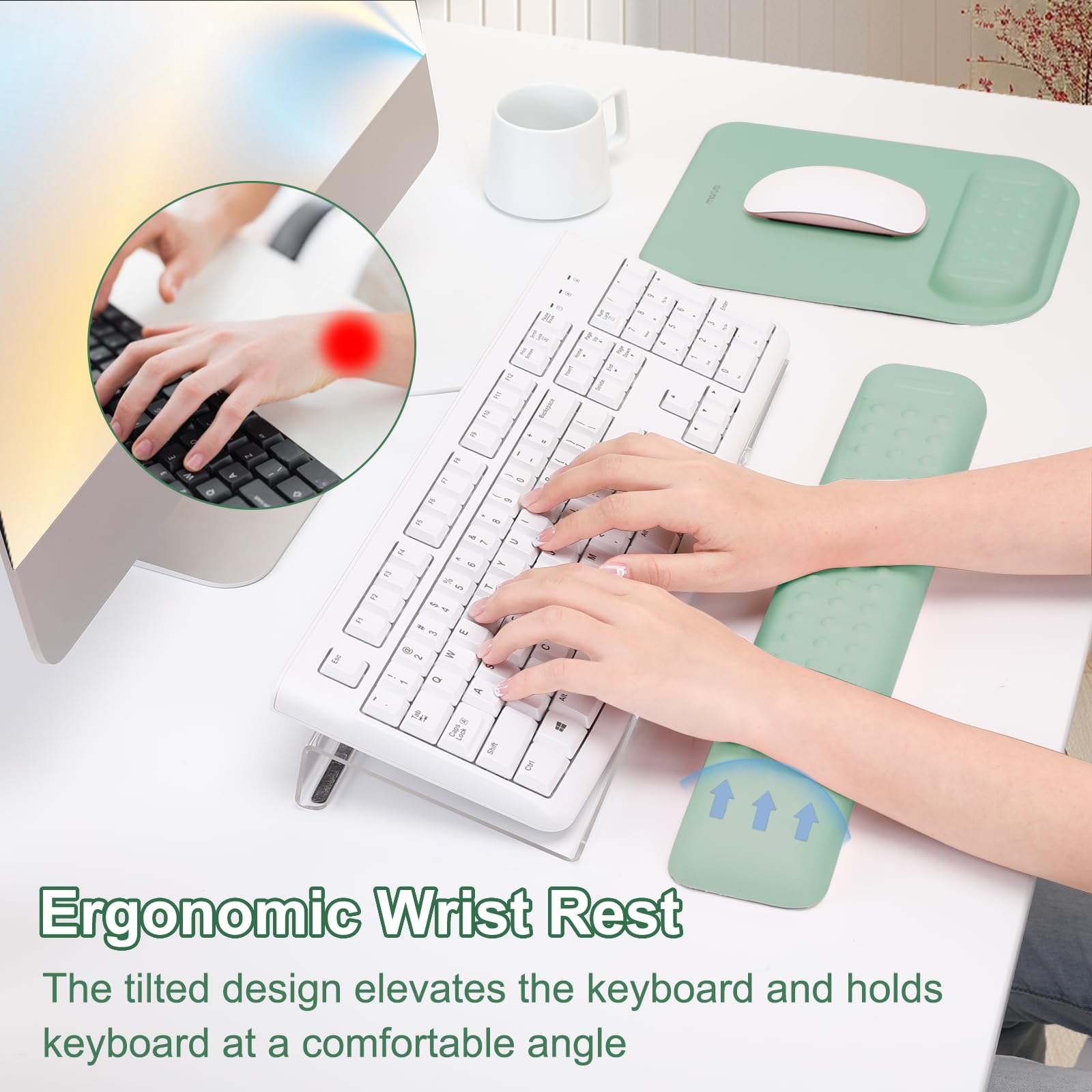 MOSISO Keyboard Stand&Wrist Rest Support for Keyboard &Mouse Pad Set