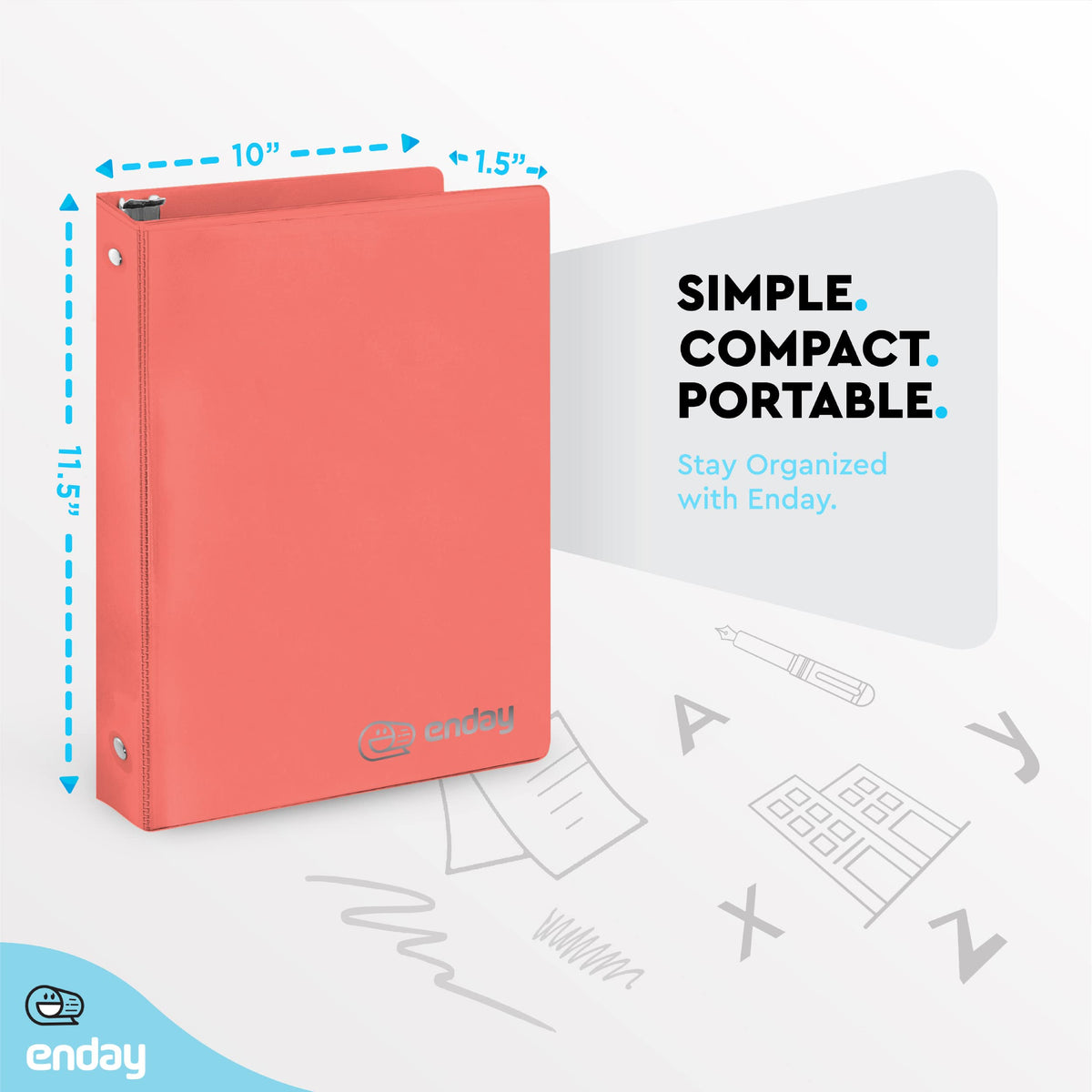 1 Inch 3 Ring Binder 1” Binder Red Clear View Cover with 2 Inside Pockets, Colored School Supplies