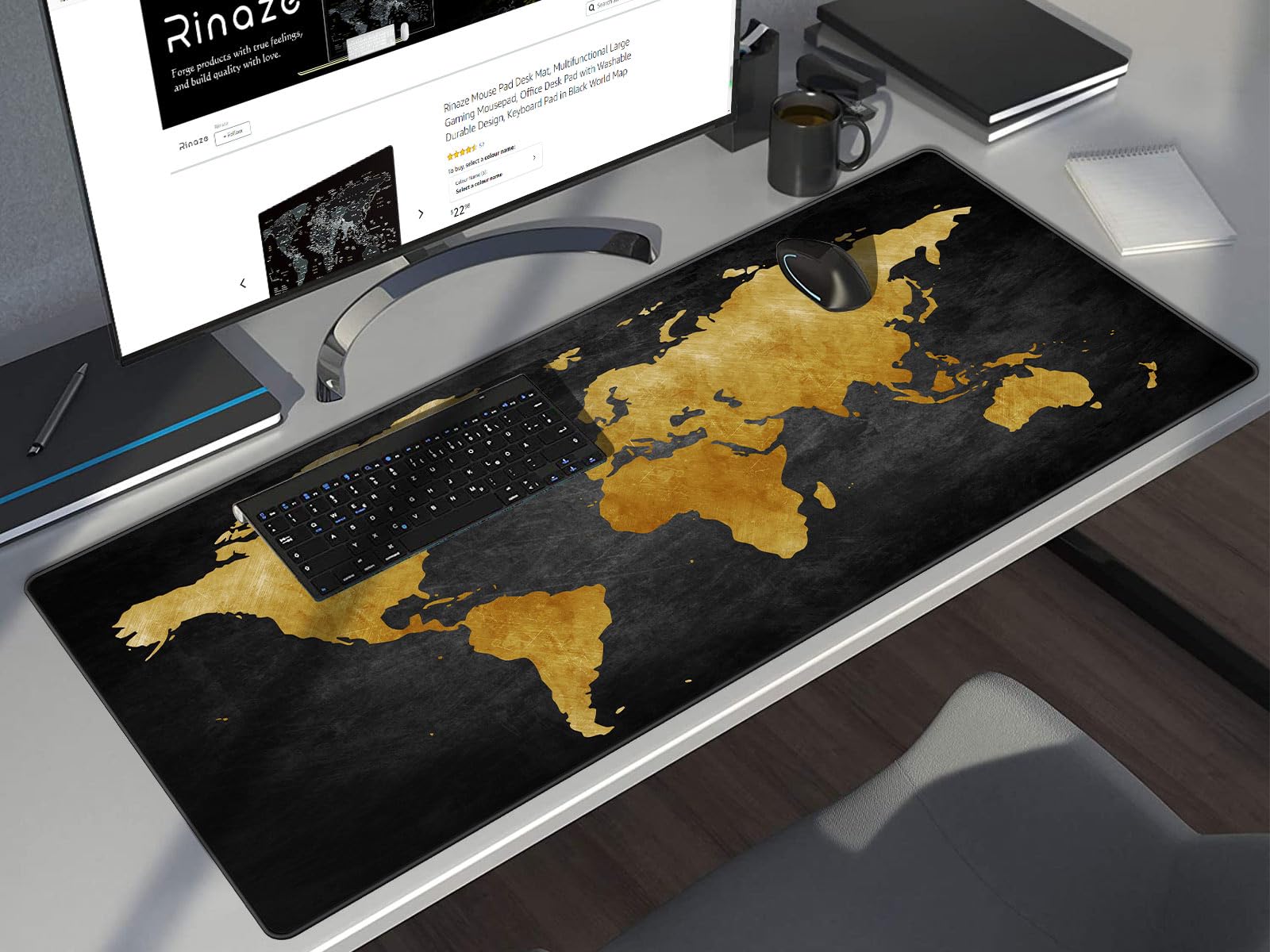 Rinaze Mouse Pad Desk Mat, Multifunctional Large Gaming Mousepad, Office Desk Pad with Washable