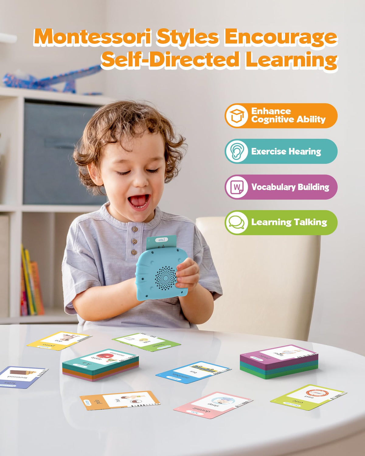 Airbition Bilingual Talking Flash Cards, 510 Words Spanish and English Blue