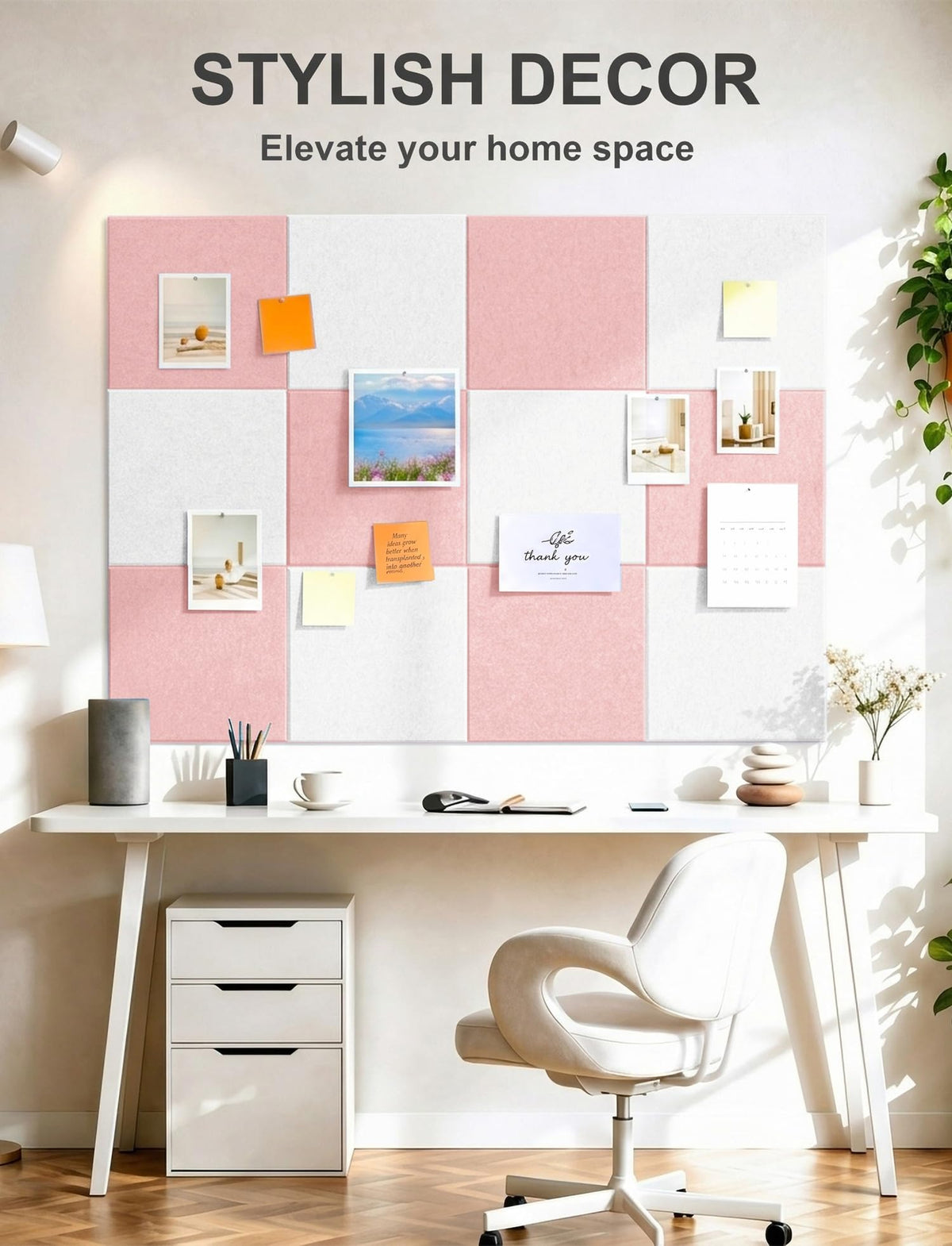 G Gamit 0.47" Thick Felt Pin Board 36"x24" Large Cork Board Alternative 6 Pack 11.81"x11.81"Felt