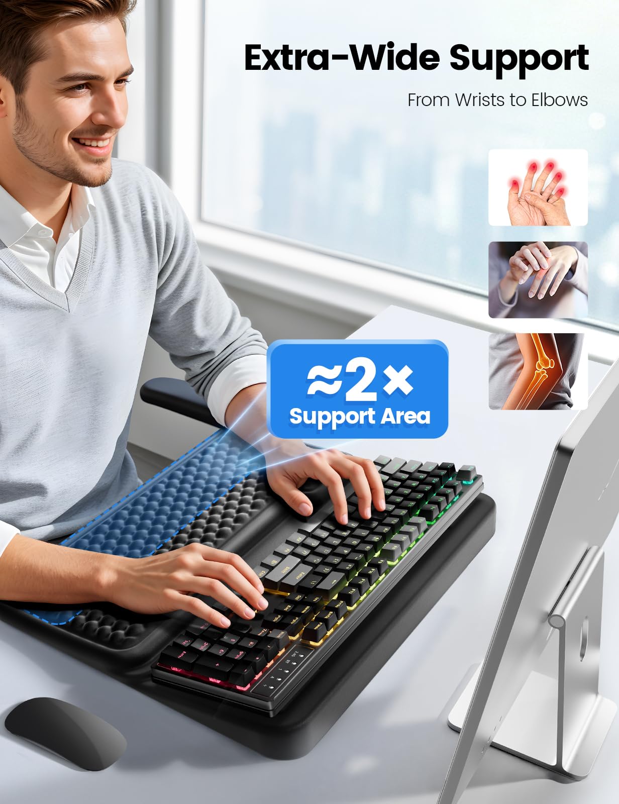 Vaydeer Extra Large Keyboard Stand with Wrist Rest, Ergonomic Wrist Support