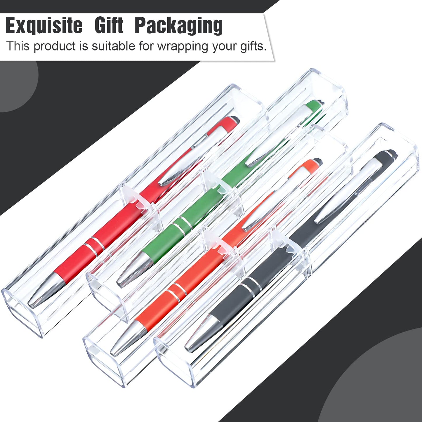 Spakon 20 Pieces Pen Gift Boxes, Acrylic Plastic Pen Cases Storage Plastic Pencil Box Case