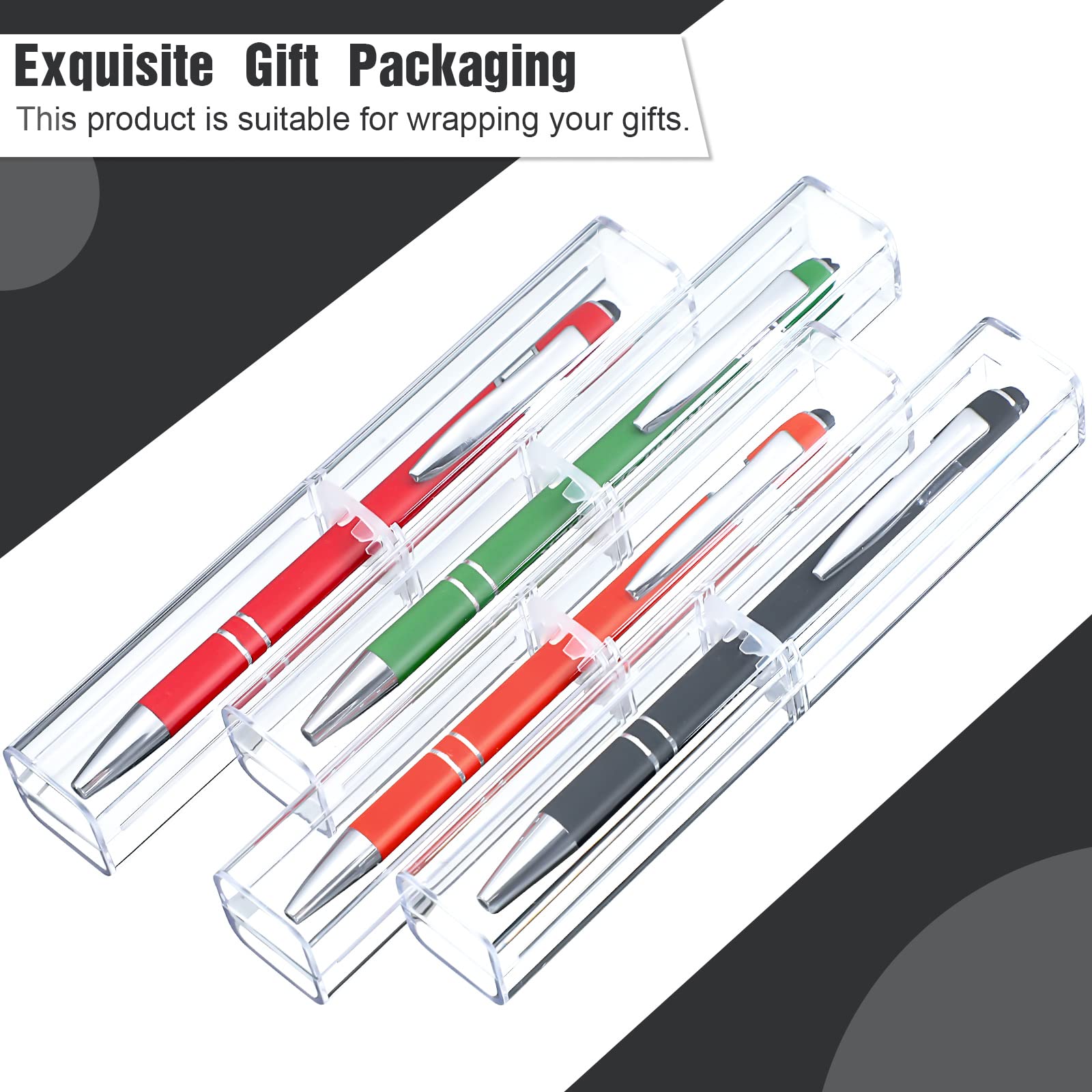Spakon 20 Pieces Pen Gift Boxes, Acrylic Plastic Pen Cases Storage Plastic Pencil Box Case