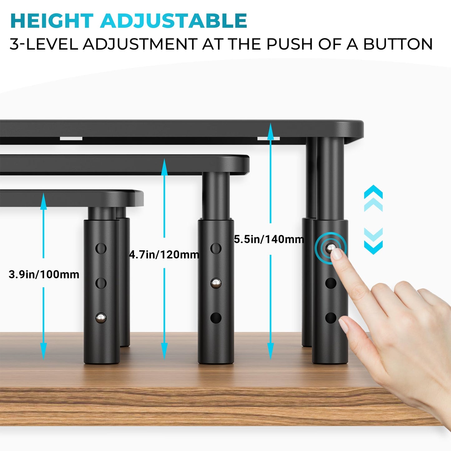 BONTEC 1 Pack Adjustable Monitor Stand Riser with Drawer, Supports 44lbs