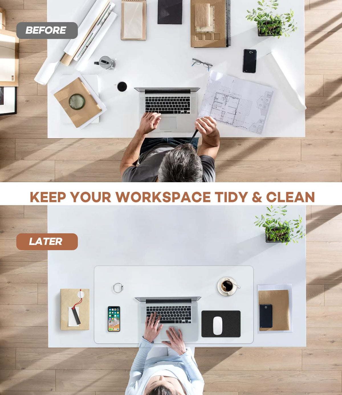 RostiKong Clear Desk Pad Protector 24'' x 36'' Large Transparent Office Desk Mat Blotter on Top of