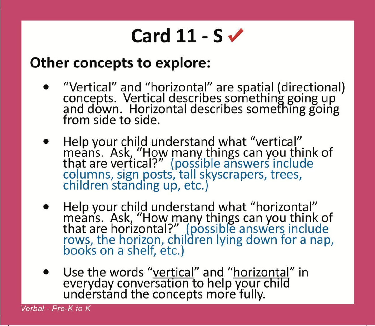 TestingMom.com Gifted Learning Flash Cards – Verbal Concepts for Pre-K – Kindergarten – Educational