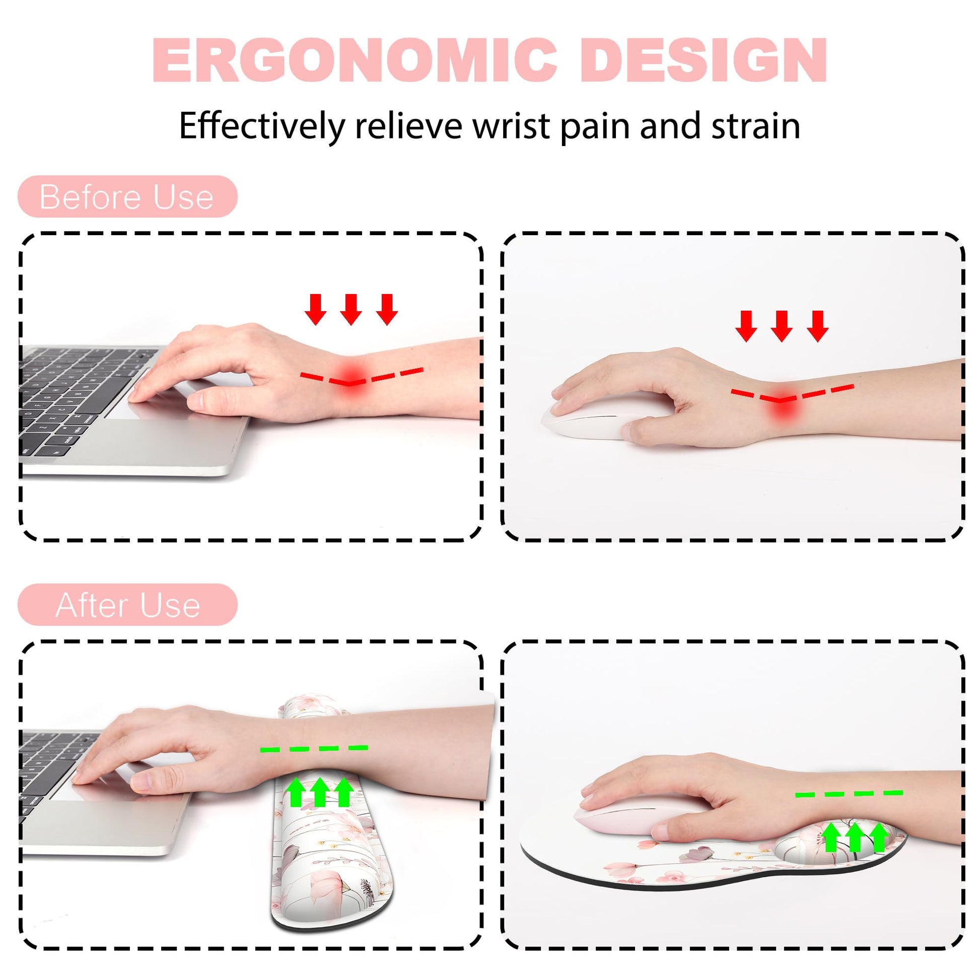 Ergonomic Mouse Pad with Wrist Rest and Keyboard Wrist Rest, Mousepad