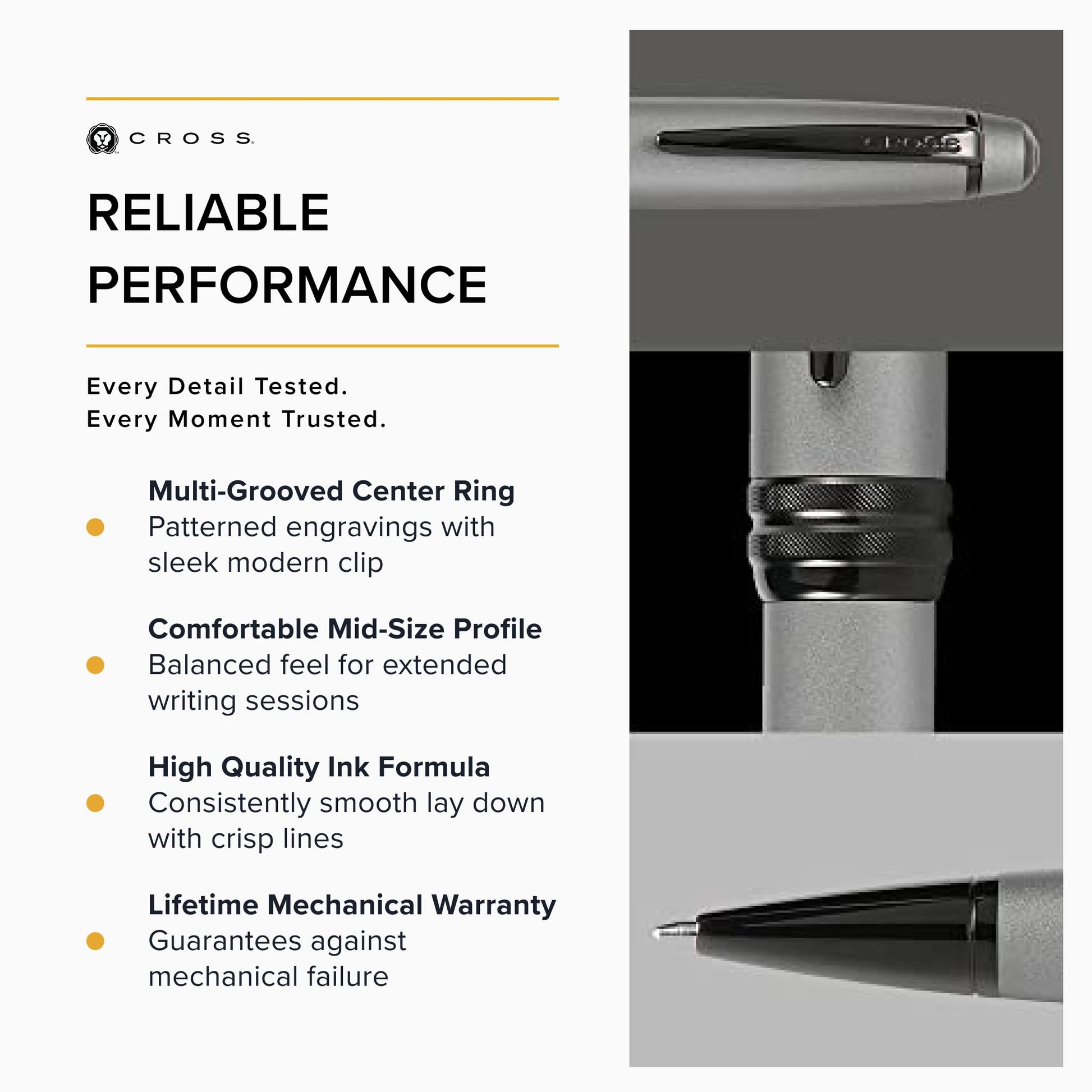 Cross Bailey Matte Gray Lacquer Ballpoint Pen, Medium Point, Black Ink