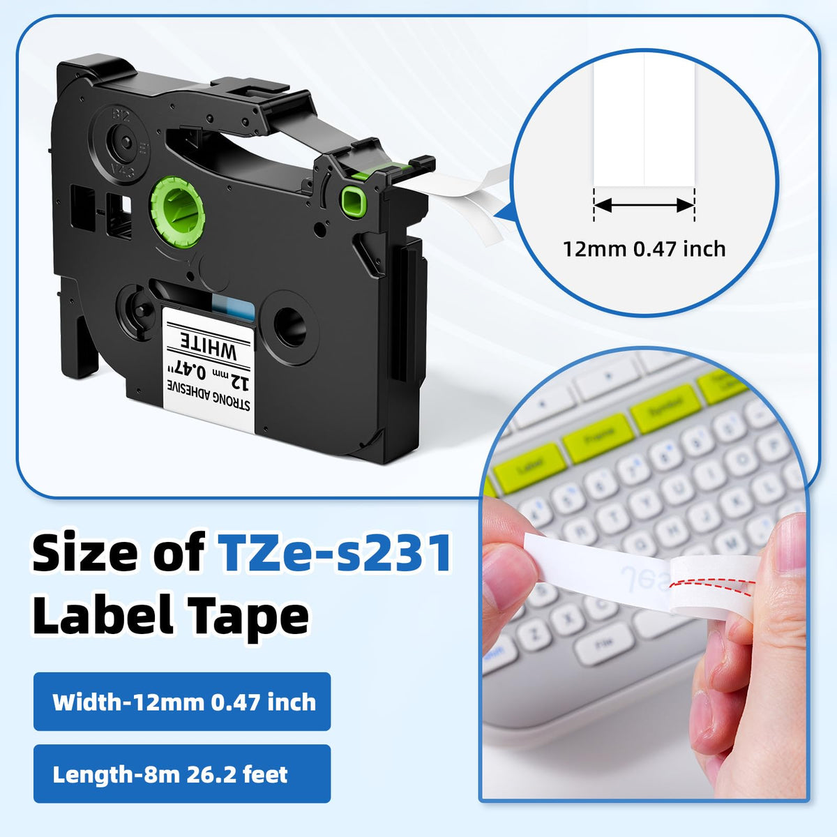 5 Pack TZe-S231 TZeS231 TZe TZ Extra Strength Tape 12mm 0.47"